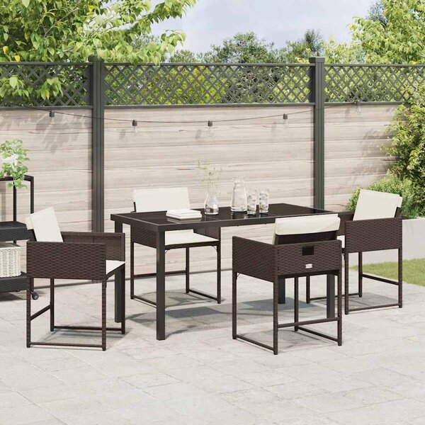 VidaXL Kert étkező szett 5 pcs Barna polirattan