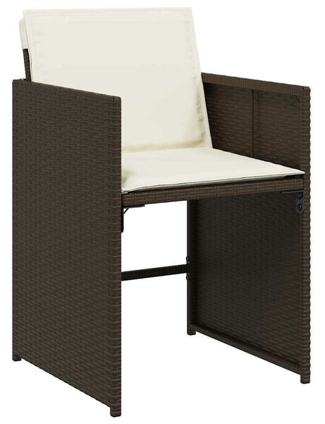 VidaXL Kert étkező szett párnával 5 pcs Barna Poli rattan