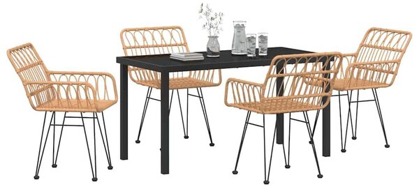 VidaXL Kert étkező szett 5 pcs Barna Poli rattan