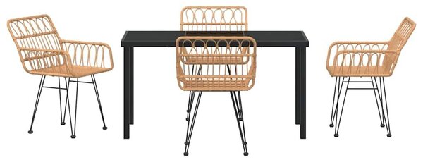 VidaXL Kert étkező szett 5 pcs Barna Poli rattan