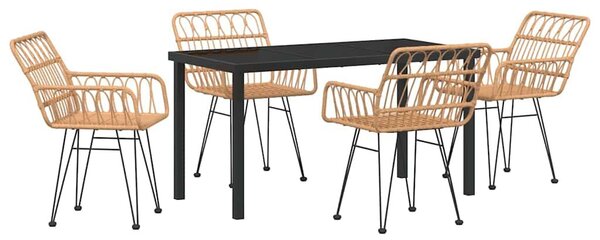 VidaXL Kert étkező szett 5 pcs Barna Poli rattan