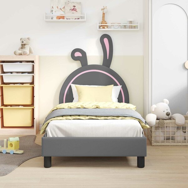 VidaXL Gyerekágy kerettel Világosszürke 80 x 160 cm PU