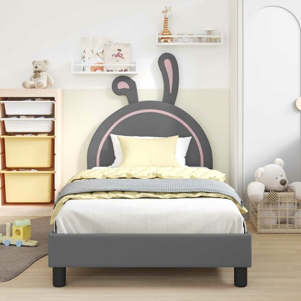 VidaXL Gyerekágy kerettel Világosszürke 80 x 200 cm PU