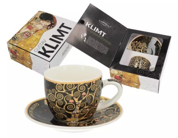 Porcelán csésze és alj - 80ml - Klimt: Életfa