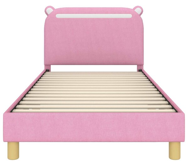 VidaXL Gyerekágy kerettel fejtámlával Rózsaszín 90 x 190 cm Szövet