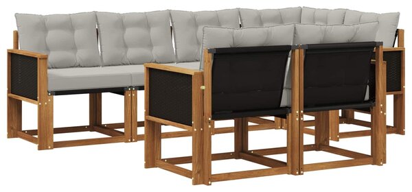 VidaXL Kültéri kanapé szett 7 pcs Természetes és Világosszürke