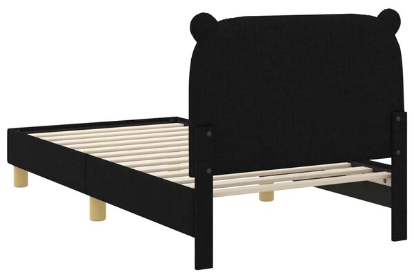 VidaXL Gyerekágy kerettel fejtámlával Fekete 80 x 160 cm Szövet