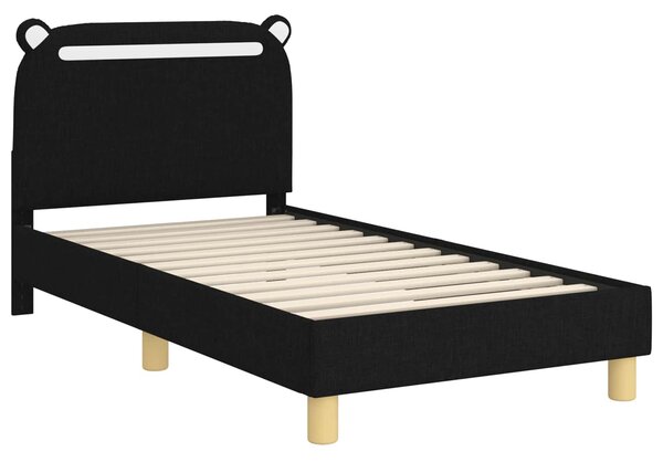 VidaXL Gyerekágy kerettel fejtámlával Fekete 80 x 160 cm Szövet