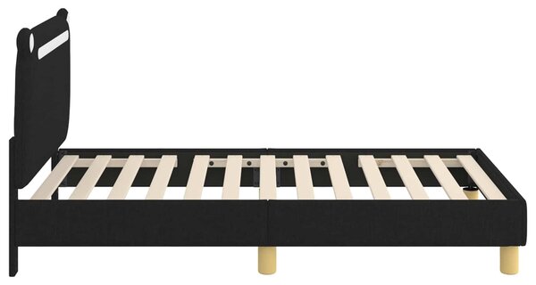 VidaXL Gyerekágy kerettel fejtámlával Fekete 80 x 160 cm Szövet