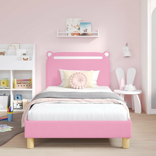 VidaXL Gyerekágy kerettel fejtámlával Rózsaszín 90 x 190 cm Szövet