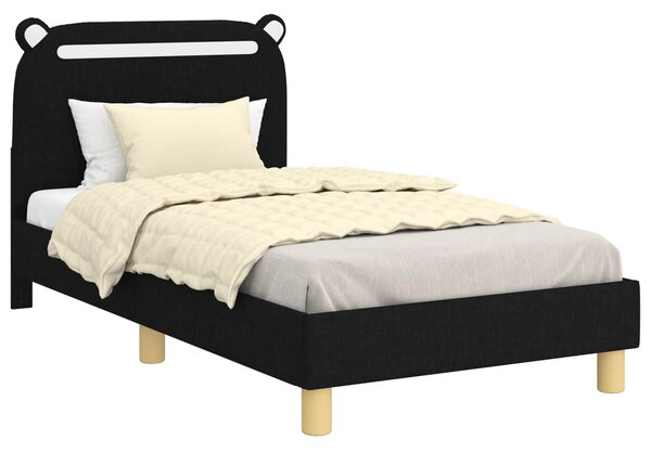 VidaXL Gyerekágy kerettel fejtámlával Fekete 80 x 160 cm Szövet