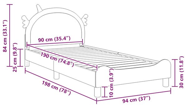 VidaXL Gyerekágy kerettel Rózsaszín 90 x 190 cm PU