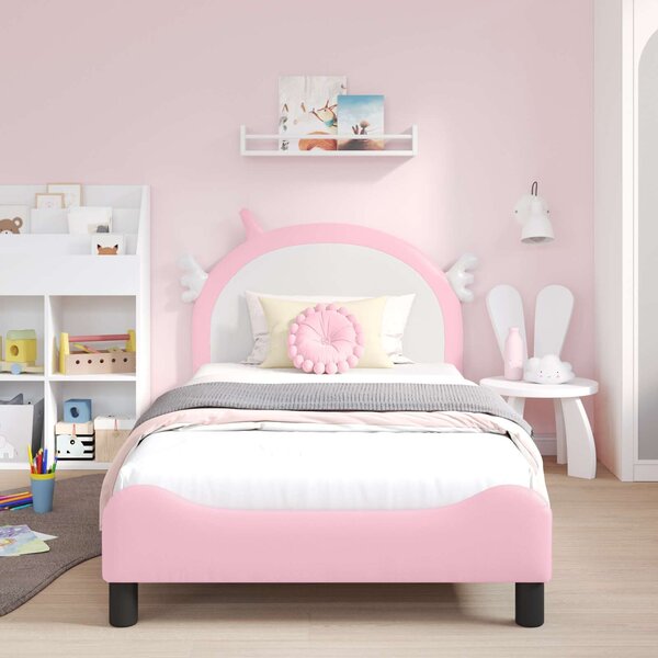 VidaXL Gyerekágy kerettel Rózsaszín 90 x 190 cm PU