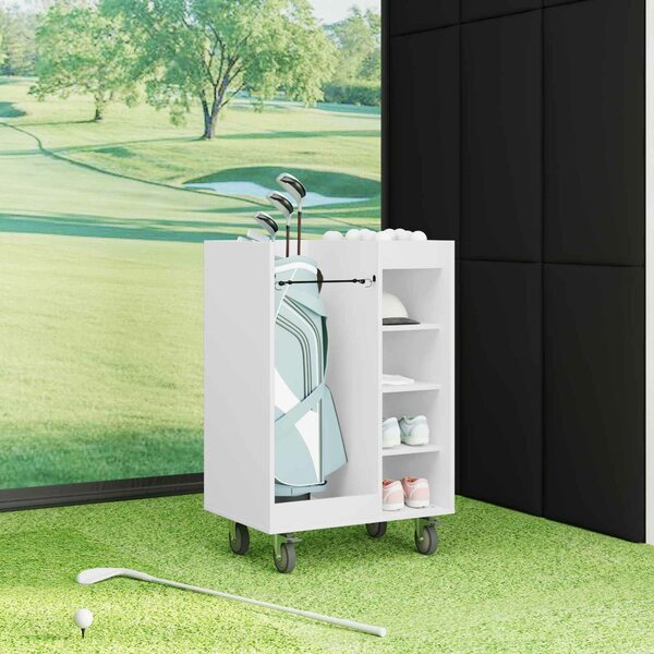 VidaXL Golf Szekrény kerékkel Egyszínű Fehér 65 x 45 x 98 cm