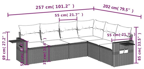 VidaXL Polyrattan Kerti Ülőgarnitúra - 6 részes
