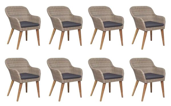 VidaXL 9 részes kültéri polyrattan étkezőgarnitúra párnákkal