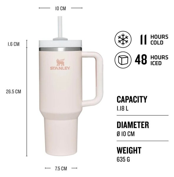 Rózsaszín rozsdamentes acél termosz szívószállal 1,18 l Quencher H2.0 FlowState Tumbler Cherry Blossom – Stanley