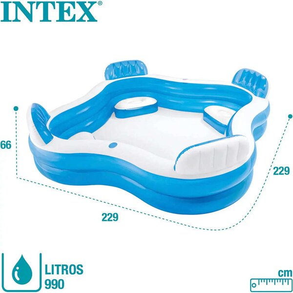 Intex 229x229x66cm Puhafalú medence (S2416441) - kék-fehér