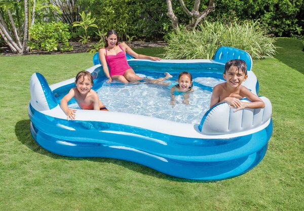 Intex 229x229x66cm Puhafalú medence (S2416441) - kék-fehér