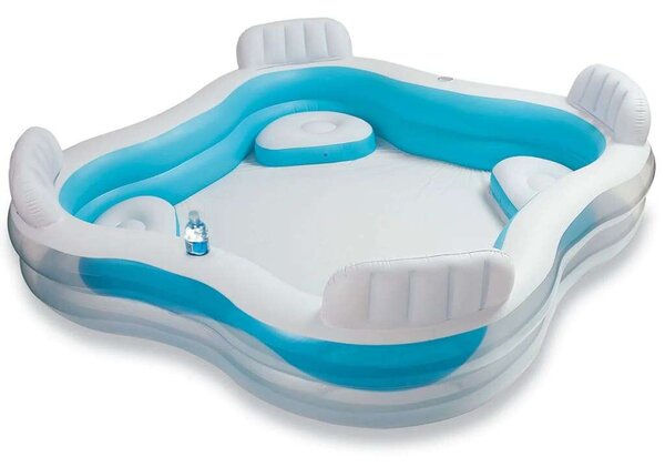 Intex 229x229x66cm Puhafalú medence (S2416441) - kék-fehér