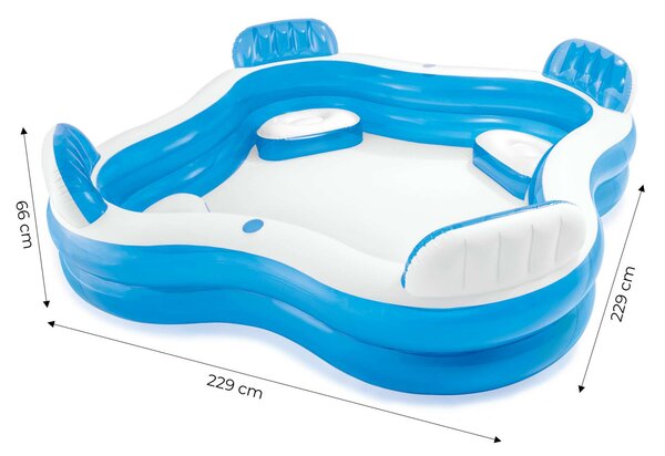 Intex 229x229x66cm Puhafalú medence (S2416441) - kék-fehér