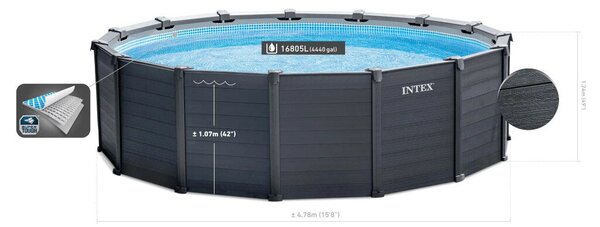 Intex Graphite Gray Pool medence 478 x 124 cm (homokszűrővel) (26384GS)
