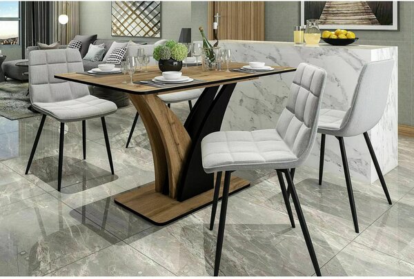 Vento Artisan Kinyitható Étkezőasztal Laminált Tölgy-Fekete Modern