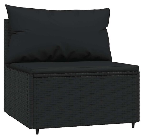 4 részes fekete polyrattan kerti ülőgarnitúra párnákkal