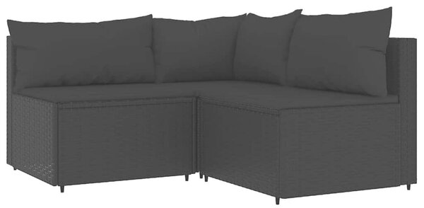4 részes fekete polyrattan kerti ülőgarnitúra párnákkal