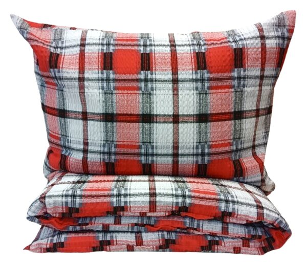 Kockás Piros krepp ágyneműhuzat TiaHome - 1x Párna 90x70cm, 1x Paplan 140x200cm