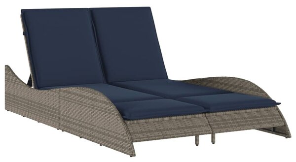 VidaXL szürke polyrattan napozóágy párnákkal 114 x 205 x 73 cm