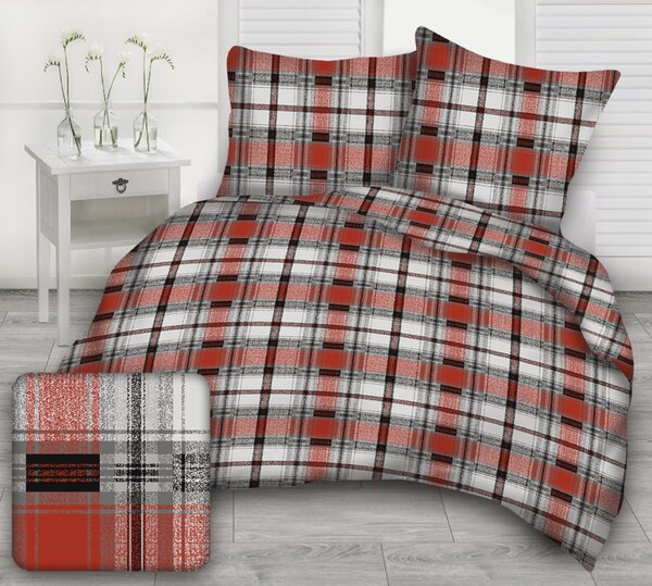 Kockás Piros krepp ágyneműhuzat TiaHome - 1x Párna 90x70cm, 1x Paplan 140x200cm