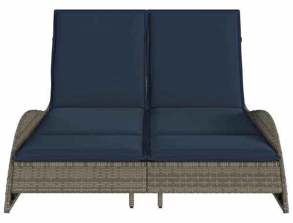 VidaXL szürke polyrattan napozóágy párnákkal 114 x 205 x 73 cm