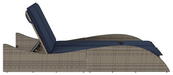VidaXL szürke polyrattan napozóágy párnákkal 114 x 205 x 73 cm