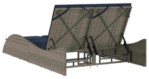 VidaXL szürke polyrattan napozóágy párnákkal 114 x 205 x 73 cm