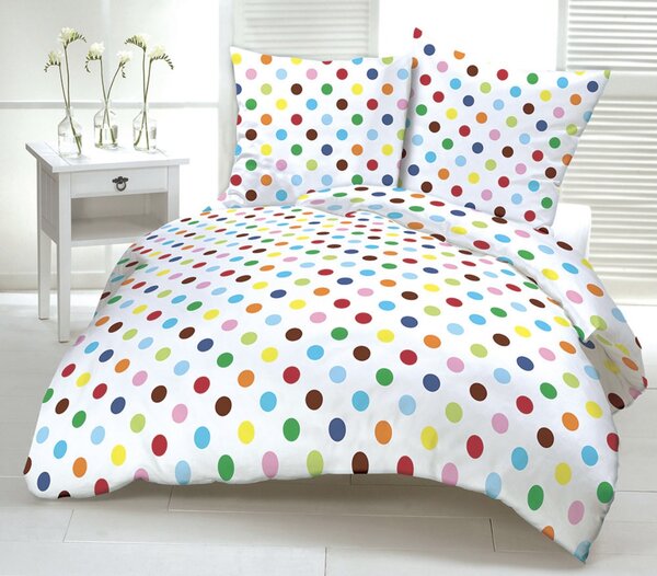 Rainbow dots pamut ágyneműhuzat TiaHome - 1x Párna 90x70cm, 1x Paplan 140x200cm