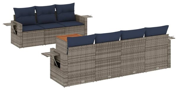 VidaXL 8 db szürke polyrattan kerti kanapégarnitúra párnákkal
