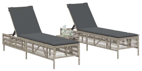 VidaXL Polyrattan Napozóágy Szett - 2 db