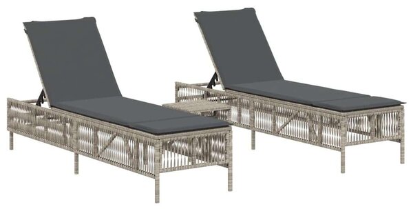 VidaXL Polyrattan Napozóágy Szett - 2 db