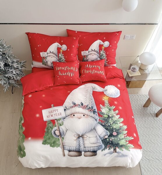 3 részes ágyneműhuzat Polycotton vörös Manó 200x140cm+90x70cm TiaHome