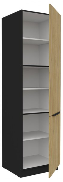 Élelmiszer konyhaszekrény Carminia 60 DK-210 2F (cremona tölgy + fekete)