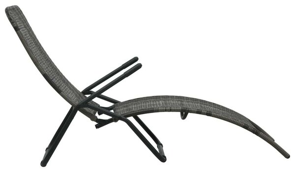 VidaXL Napozóágy - Összecsukható Polyrattan - Szürke - 141x61x95cm