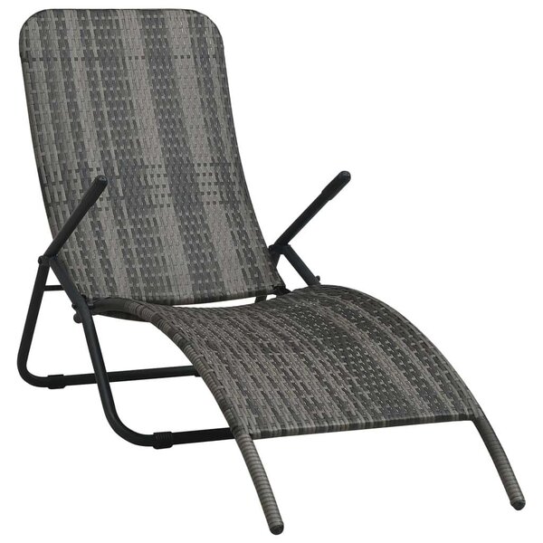 VidaXL Napozóágy - Összecsukható Polyrattan - Szürke - 141x61x95cm