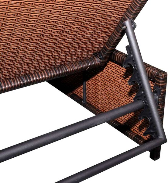 VidaXL Napozóágy Szett - 2 db, Barna Polyrattan