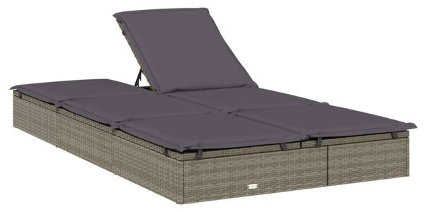 VidaXL Kétüléses Napozóágy - Polyrattan - Szürke