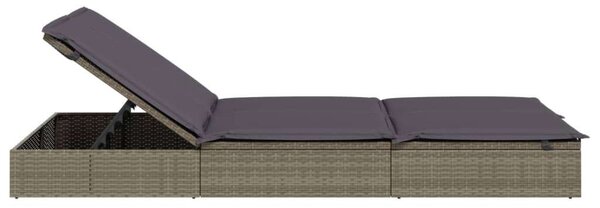 VidaXL Kétüléses Napozóágy - Polyrattan - Szürke