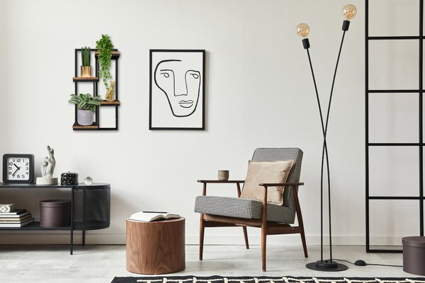 HAGART RUSTIC fekete függő virágtartó - tölgy
