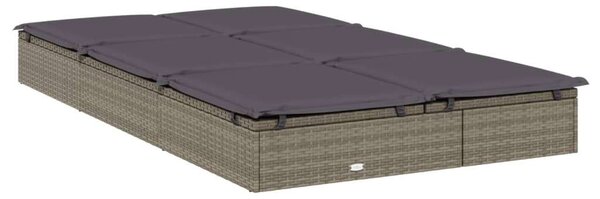 VidaXL Kétüléses Napozóágy - Polyrattan - Szürke