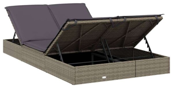 VidaXL Kétüléses Napozóágy - Polyrattan - Szürke