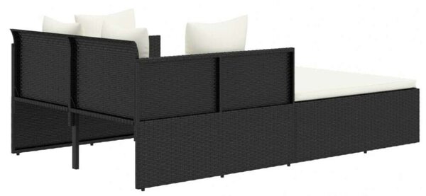 VidaXL Napozóágy - Polyrattan - Fekete - 182x118x63 cm